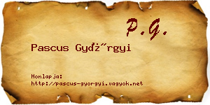 Pascus Györgyi névjegykártya